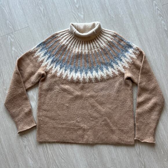 J Crew Fair Isle Turtleneck Sweater Supersoft yarn Sz S Merino Wool Blend FLAWED - Picture 1 of 15